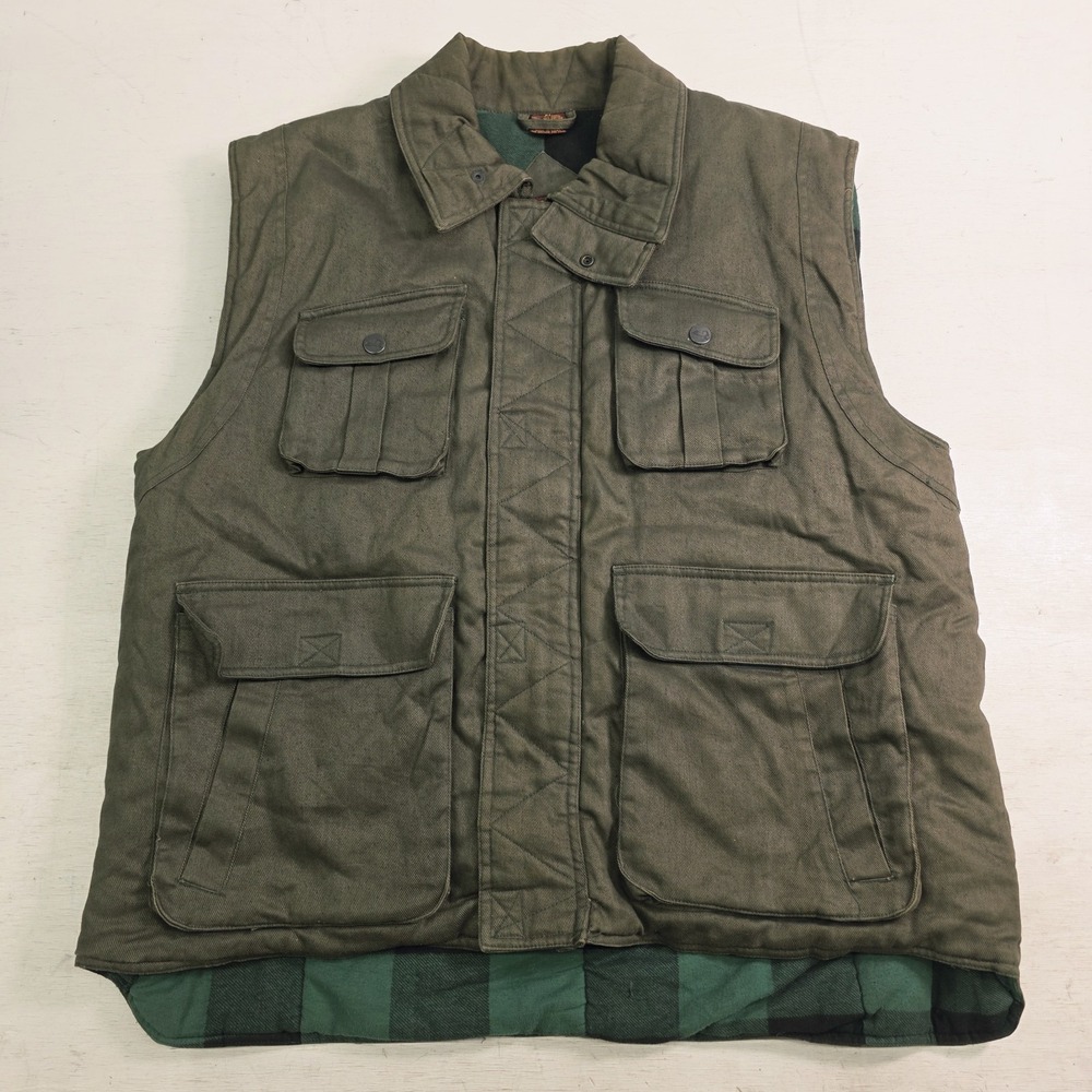 Vintage Branded Lion Lined‎ Vest Men's XL Forest Green Full Zip Heavy Outdoors
